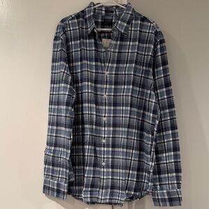 J. Crew Navy and White Checkered Button Down Shirt